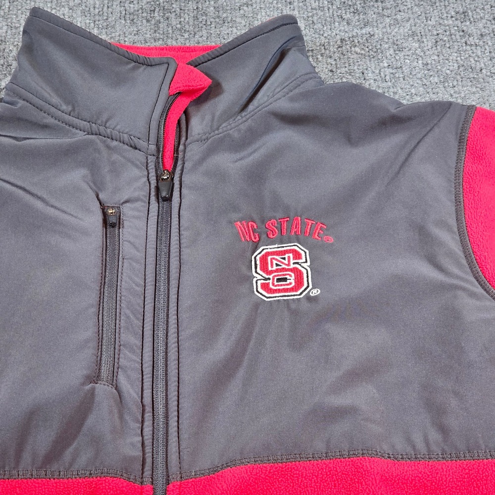 NC State Wolfpack Colosseum Mens L Red Fleece Full Zip Jacket Outerwear Hiking
